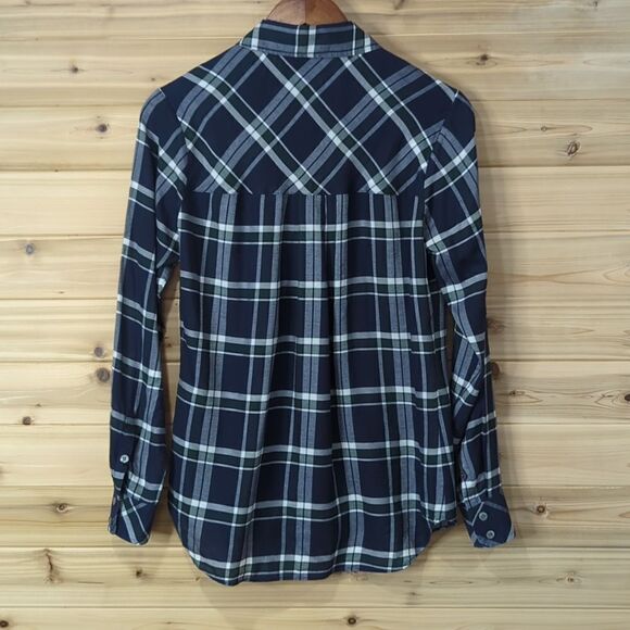 Veronica Beard Blouse Womens 6 Blue & Green Plaid Button Up Shirt - Picture 6 of 11